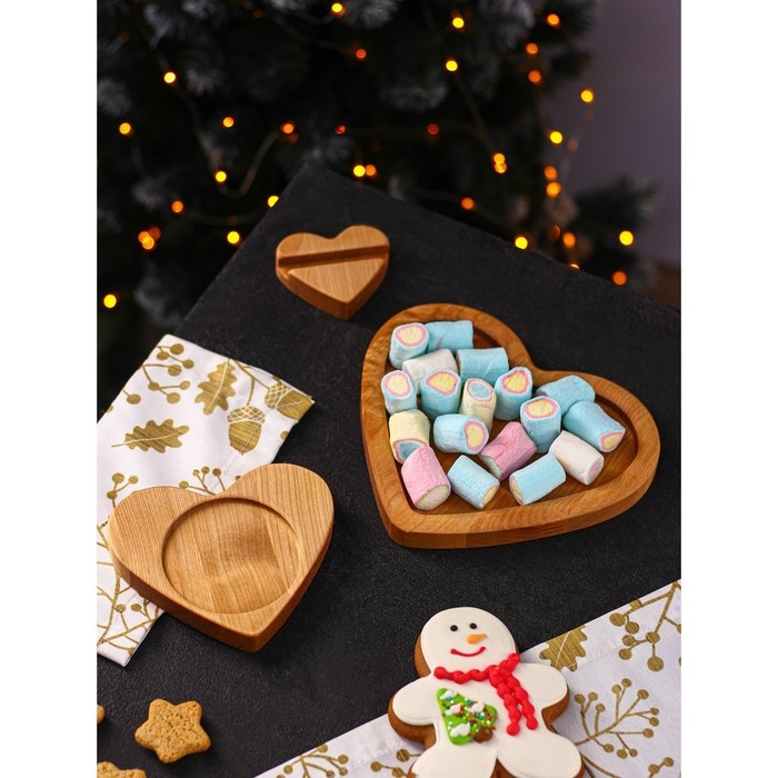 Подарочный набор деревянной посуды Adelica &laquo;Для тебя&raquo;, тарелка 20&times;17 см, подставка под горячее и телефон, берёза