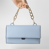 Цепочка для сумки, с карабинами, металлическая, плоская, 29 &times; 19 мм, 30 см, цвет золотой