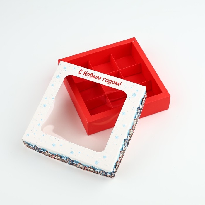 Коробка под 9 конфет «Зимний город», 14.7 х 14.7 х 3.5 см, Новый год Коробка под 9 конфет «Зимний город», 14.7 х 14.7 х 3.5 см, Новый год