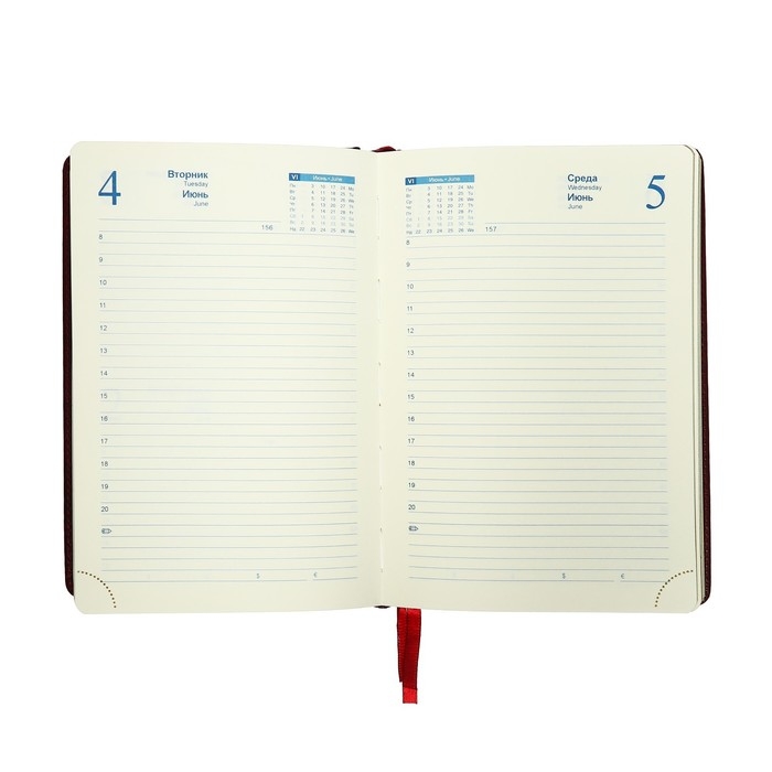 Ежедневник датированный 2025 года, A5, 168 листов в линейку, кожзам "Небраска", золотой срез, бордовый