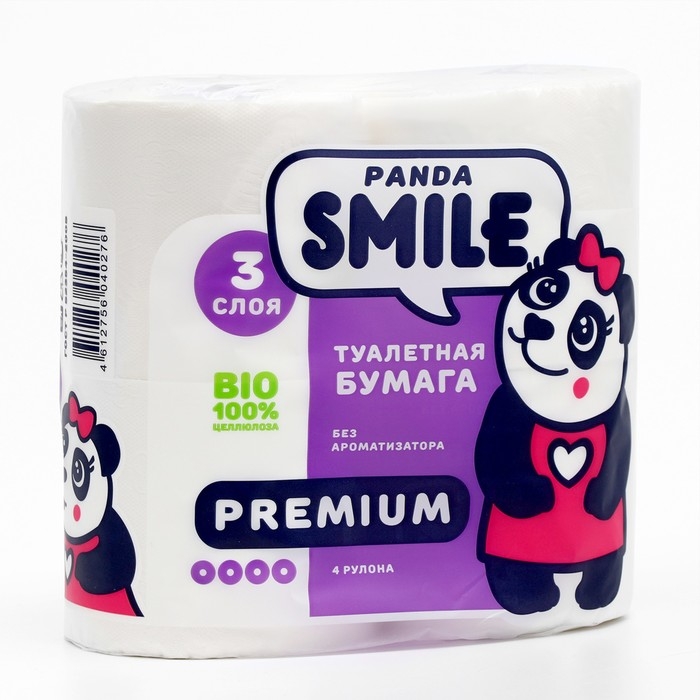 Туалетная бумага Туалетная бумага "Панда" 3 слоя, 4 рулона