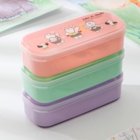 Ланч - бокс пластиковый с ложкой «Мишки», прямоугольный, 18×7×4,5 см, цвет МИКС Ланч - бокс пластиковый с ложкой «Мишки», прямоугольный, 18×7×4,5 см, цвет МИКС