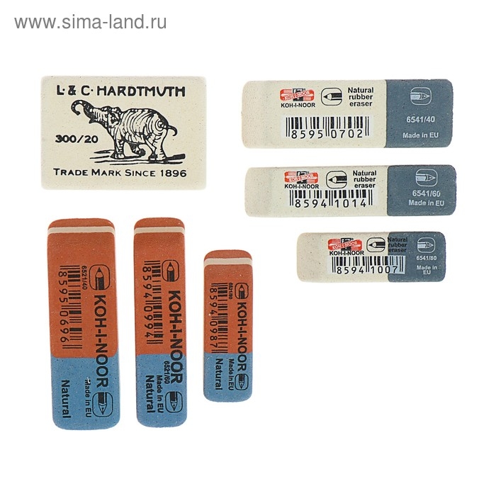 Набор ластиков 7 штук Koh-I-Noor 300/20, 6521/40-6521/80, 6541/40-6541/84-80 Набор ластиков 7 штук Koh-I-Noor 300/20, 6521/40-6521/80, 6541/40-6541/84-80