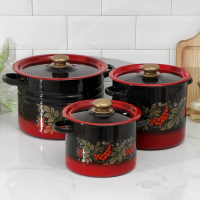 Набор кастрюль &laquo;Рябинка&raquo;, 3 предмета: 3.5 л, 5.5 л, 8 л, индукция