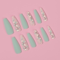 Накладные ногти «Свежесть», 12 шт, с клеевыми пластинами, форма балерина, цвет розовый/бирюзовый Накладные ногти «Свежесть», 12 шт, с клеевыми пластинами, форма балерина, цвет розовый/бирюзовый