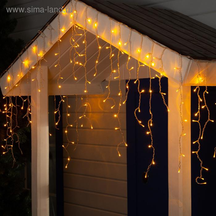 Гирлянда &laquo;Бахрома&raquo; 3 &times; 0.9 м, IP44, УМС, прозрачная нить, 232 LED, свечение жёлтое, 220 В