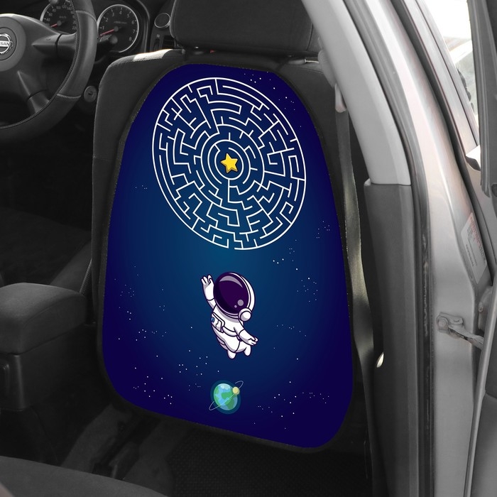 Накидка на сиденье автомобильное Cartage Бродилка космонавт, ПВХ, 60х45 см Накидка на сиденье автомобильное Cartage Бродилка космонавт, ПВХ, 60х45 см