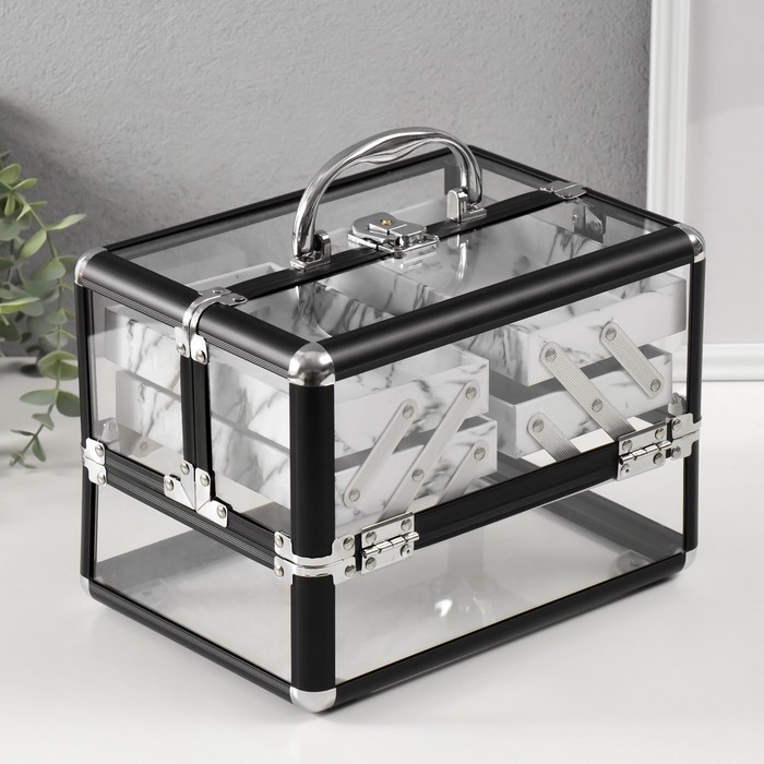 Шкатулка пластик металлокаркас Шкатулка пластик металлокаркас "Чёрная матовая" 18х25х18 см