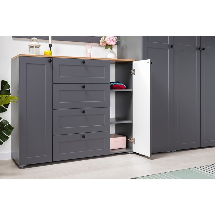 Комод Остин 16.221, 1200х419х993, Серый графит/Дуб Вотан