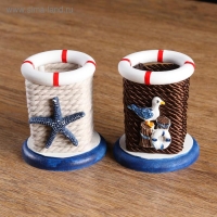 Карандашница "Морской стиль" круглая 10*8,5см , микс Карандашница "Морской стиль" круглая 10*8,5см , микс