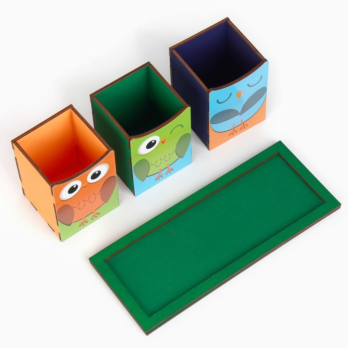 Органайзер для канцелярии тройной, на подставке &laquo;Сова&raquo;, 6,5 х 6,3 х 9,2 см