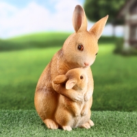 Садовая фигура "Зайчиха с зайчонком" 13х12х25см Садовая фигура "Зайчиха с зайчонком" 13х12х25см