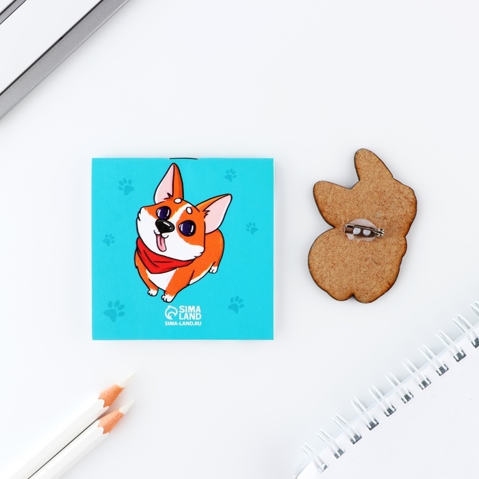 Подарочный набор блокнот и значок «Корги» Подарочный набор блокнот и значок «Корги»