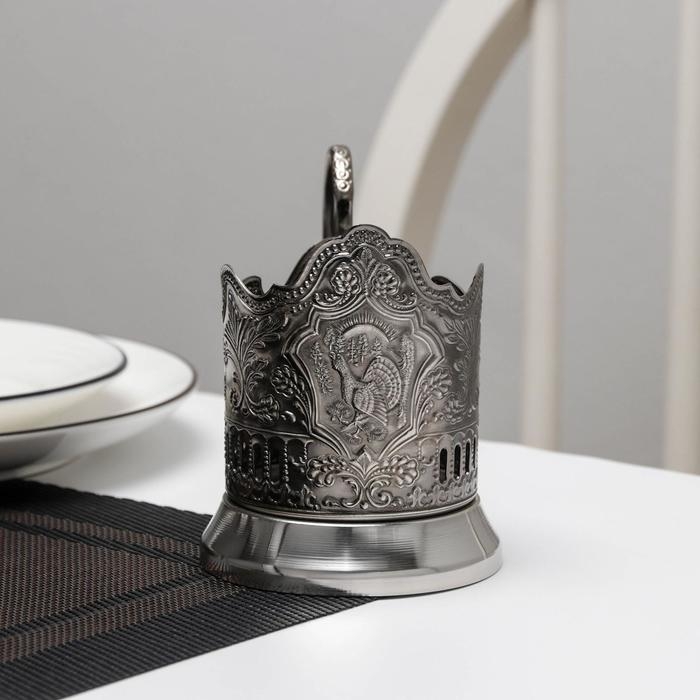 Подстаканник &laquo;Глухарь&raquo;, d=61 мм, никелированный, с чернением