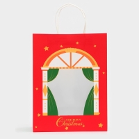 Пакет подарочный новогодний с окном "Театр" 26 х 35 х 16 см. Пакет подарочный новогодний с окном "Театр" 26 х 35 х 16 см.