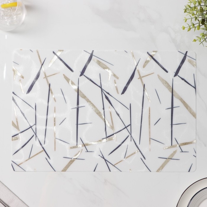 Салфетки сервировочные на стол Доляна &laquo;Абстракция&raquo;, 4 шт, 30&times;45 см, цвет белый с чёрным