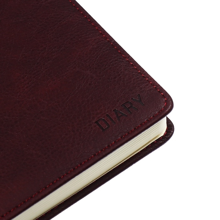 Ежедневник недатированный, твердая обложка кожзам с поролоном, термо тиснение, перфорация, ляссе, кремовый блок 70 г/м2, коричневый