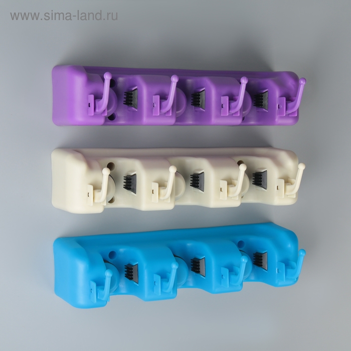 Держатель для уборочного инвентаря с крючками, 26&times;6&times;9 см, цвет МИКС