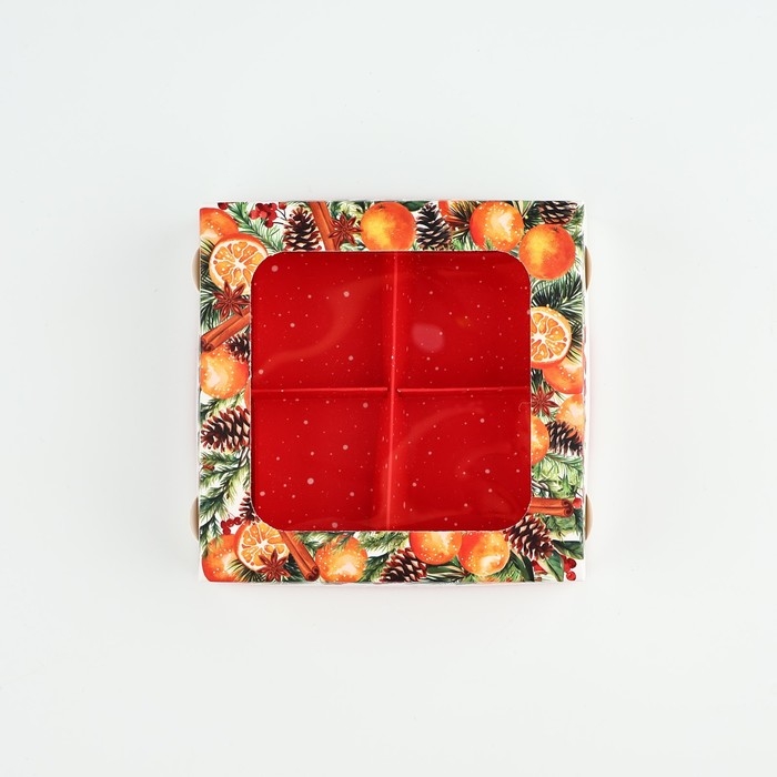 Коробка под 4 конфеты «Зимняя ботаника», 10.5 х 10.5 х 3.5 см, Новый год Коробка под 4 конфеты «Зимняя ботаника», 10.5 х 10.5 х 3.5 см, Новый год