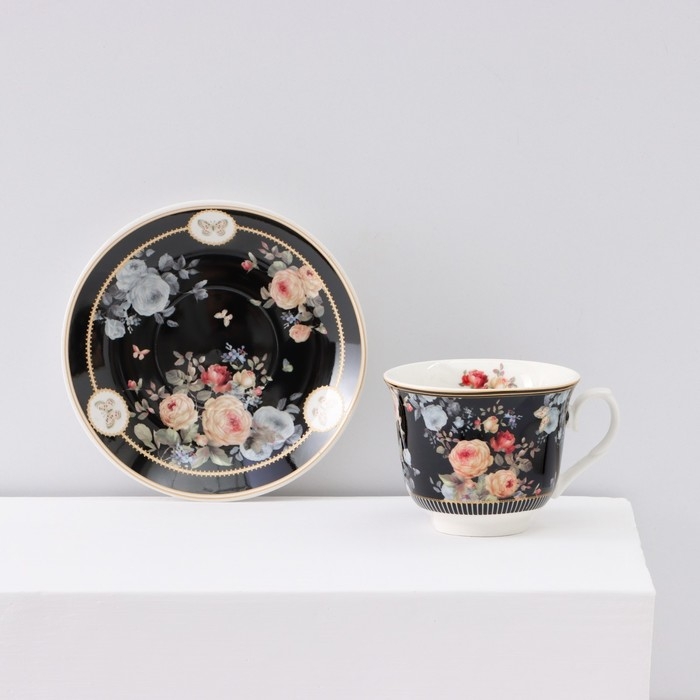 Чайный сервиз керамический &laquo;Кобальт&raquo;, 12 предметов: 6 чашек 200 мл, 6 блюдец d=13,5 см