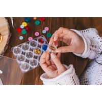 Контейнер для рукоделия, 12 баночек d = 2,3 см, 12,5 &times; 9,5 &times; 2 см, цвет прозрачный