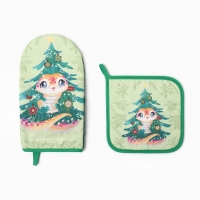 Набор кух. Этель Winter story варежка 15х28см, прихватка 19х19см,100%хл
