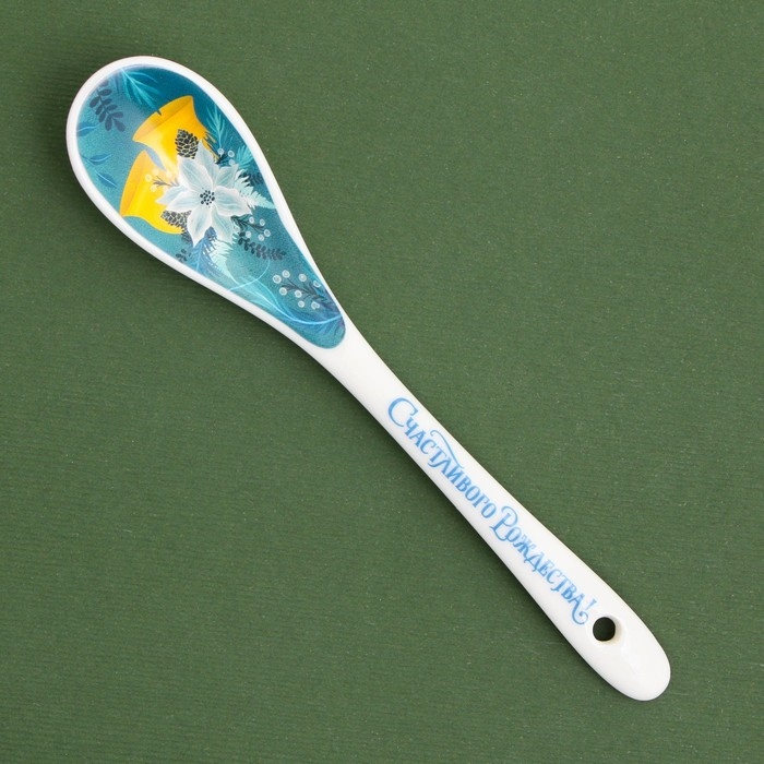 Ложка новогодняя «Новый год: Счастливого Рождества!», керамика, 2,5 х 12,6 см Ложка новогодняя «Новый год: Счастливого Рождества!», керамика, 2,5 х 12,6 см