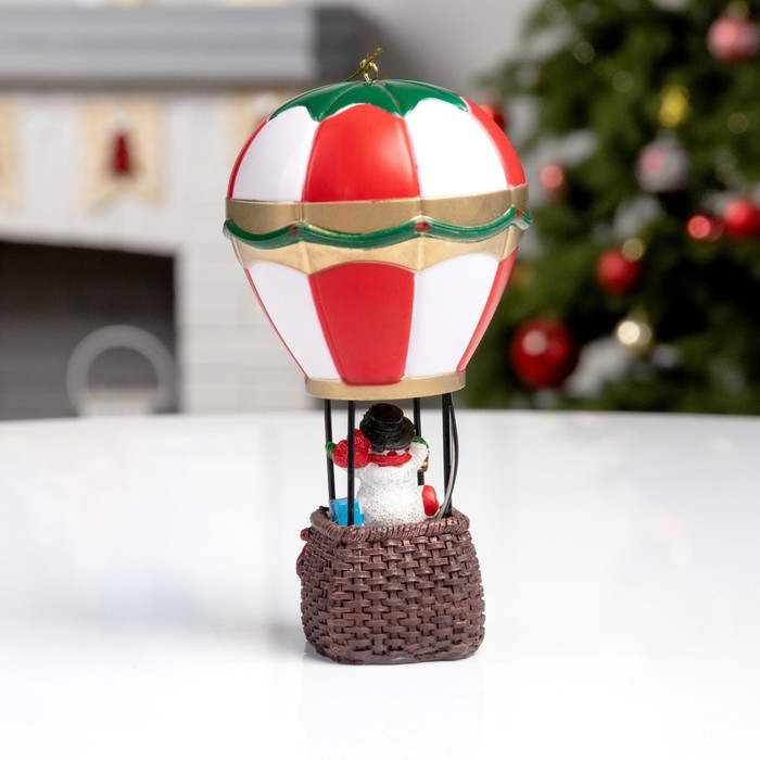 Светодиодная фигура &laquo;Воздушный шар со снеговиком&raquo; 8 &times; 8 &times; 16 см, полистоун, батарейки LR44х2 (в комплекте), свечение тёплое белое