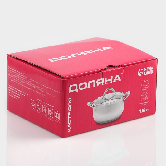 Кастрюля из нержавеющей стали Доляна &laquo;Гиперион&raquo;, 1,9 л, d=16 см, с крышкой