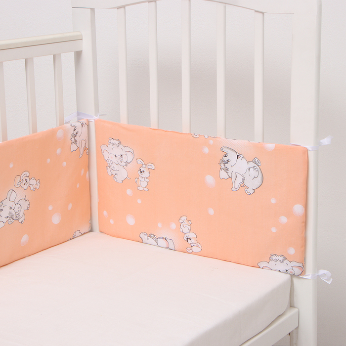 Бортик &laquo;Слонята&raquo;, 4 части (2 части: 30х60 см, 2 части: 30х120 см), цвет персик