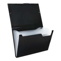 Папка картотека А4, Calligrata, 13 отделений, пластиковая, 700 мкм, чёрная