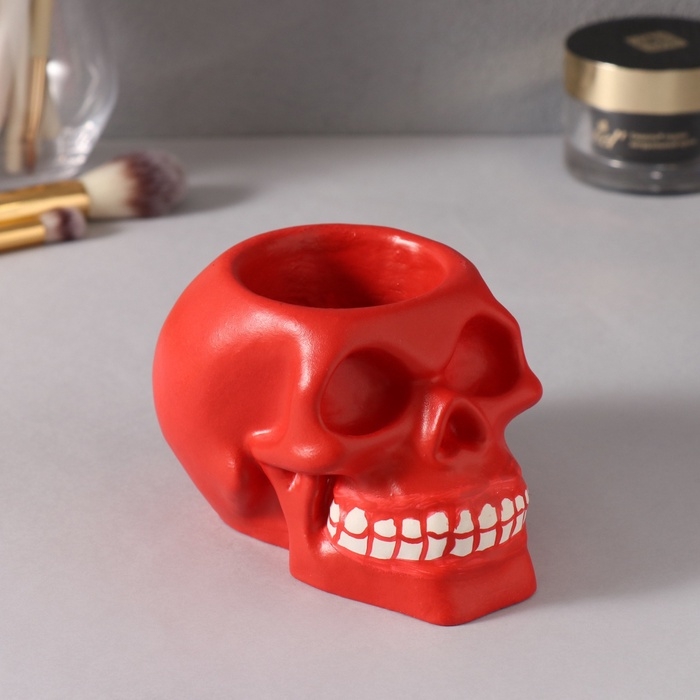 Предмет интерьера Предмет интерьера "Череп " 7*10см красный, белые зубы