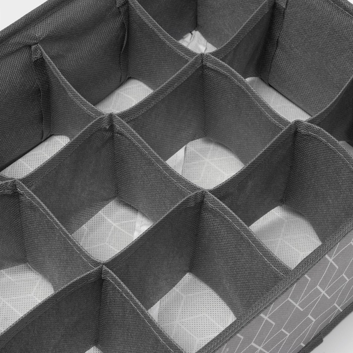 Органайзер для хранения белья Доляна &laquo;Фора&raquo;, 12 ячеек, 32&times;24&times;12 см, цвет серый