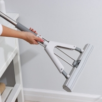 Швабра для мытья пола PVA Raccoon, со складным отжимом, насадка 28&times;6 см, стальная ручка с 3 секциями 130 см