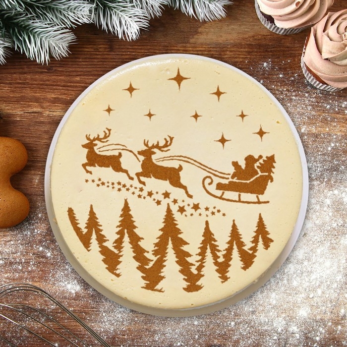 Новый год. Набор круглых трафаретов &laquo;Новогодний&raquo;, 22.4 х 19 см, 6 шт