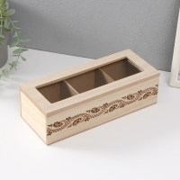 Шкатулка дерево с делениями "Цветочный узор" 24х9,8х7 см Шкатулка дерево с делениями "Цветочный узор" 24х9,8х7 см