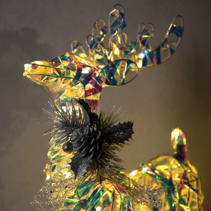 Светодиодная фигура &laquo;Олень&raquo;, 30 &times; 52 &times; 14 см, текстиль, металл, 220 В, свечение тёплое белое