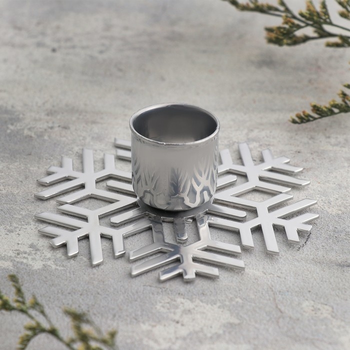 Подсвечник "Снежинка" металл на одну свечу, 8,5х2,7 см, хром
