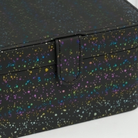 Шкатулка кожзам для украшений "Ночное небо" голография чёрная 14х18х10,5 см Шкатулка кожзам для украшений "Ночное небо" голография чёрная 14х18х10,5 см