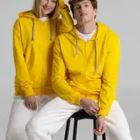 Толстовка на молнии с капюшоном Unit Siverga желтая, размер 3XL