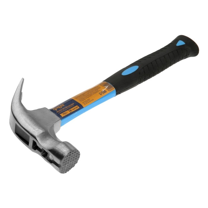 Молоток-гвоздодер ТУНДРА, боек с магнитом, фиберглассовая 2К рукоятка, 750 г Молоток-гвоздодер ТУНДРА, боек с магнитом, фиберглассовая 2К рукоятка, 750 г