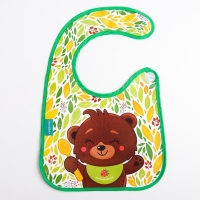 Нагрудник для кормления &laquo;Мишка&raquo; непромокаемый на липучке, с карманом