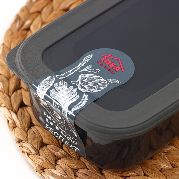 Набор пищевых контейнеров «Респект», 3 шт: 400 мл, 700 мл, 1.2 л, цвет прозрачный, крышка серая Набор пищевых контейнеров «Респект», 3 шт: 400 мл, 700 мл, 1.2 л, цвет прозрачный, крышка серая