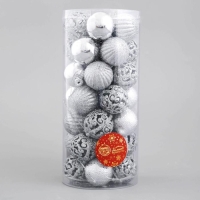 Набор шаров пластик d-4 см, 35 шт "Феерия" серебро Набор шаров пластик d-4 см, 35 шт "Феерия" серебро