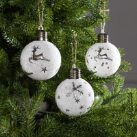 Набор ёлочных шаров &laquo;Серебристые узоры&raquo; 3 шт., батарейки, 1 LED, свечение белое