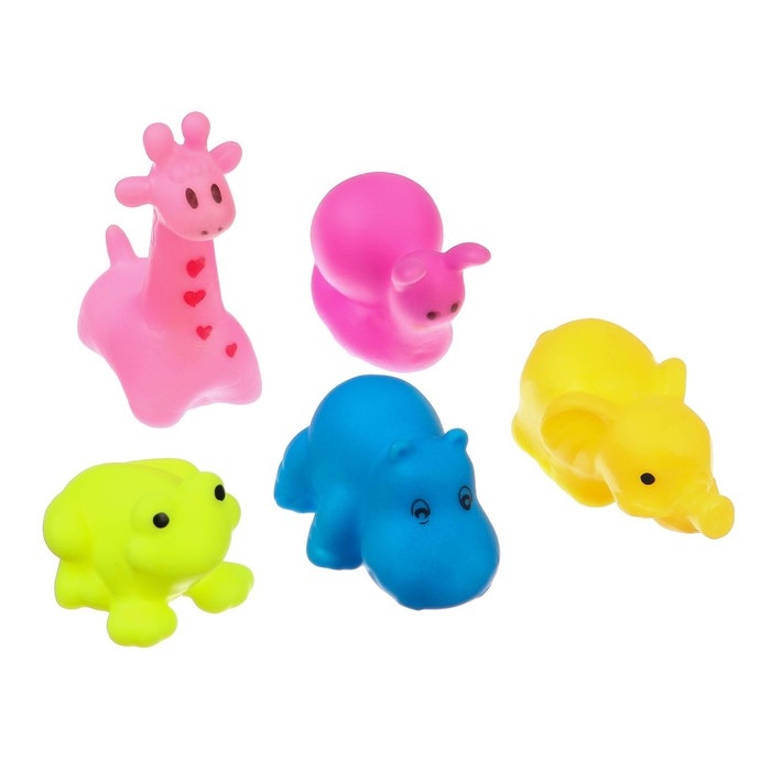 Набор резиновых игрушек для ванны &laquo;Маленькие друзья&raquo;, с пищалкой, 5 шт, виды МИКС, Крошка Я
