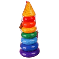 Пирамидка &laquo;Синий трактор&raquo;, 7 колец с конусом