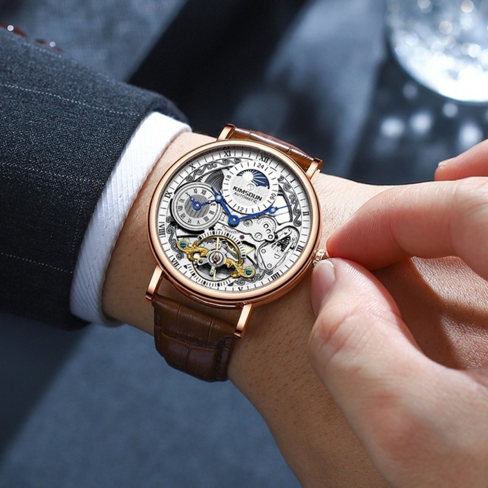 Часы наручные механические, мужские, d-4.3 см, водонепроницаемые Часы наручные механические, мужские, d-4.3 см, водонепроницаемые