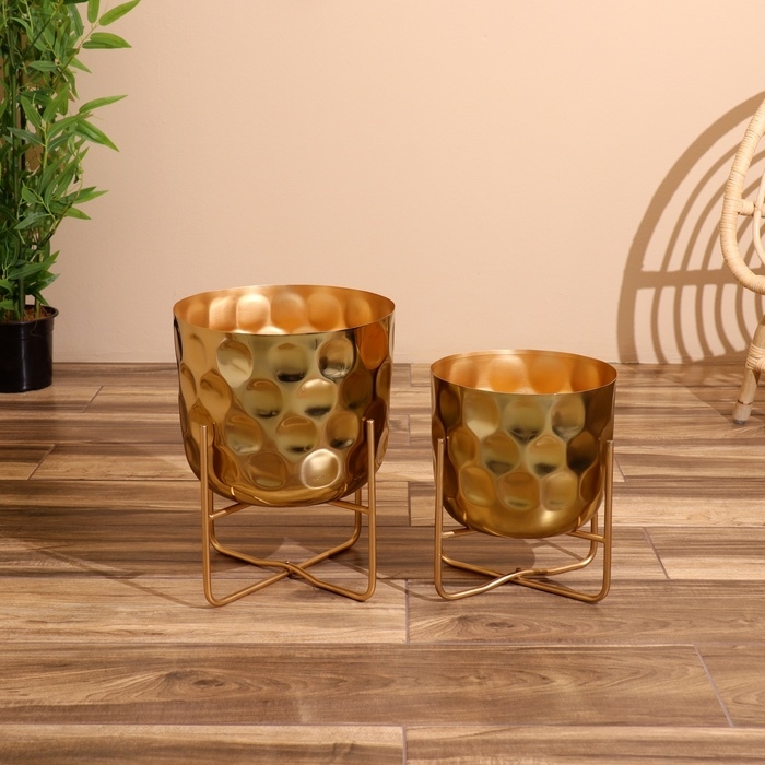 Кашпо на подставке "Хани" металл (набор 2 шт), диаметр 30 и 25 см