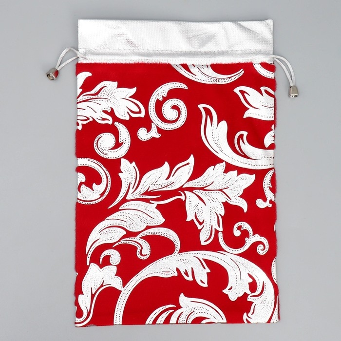 Мешочек подарочный плюш &laquo;Дед Мороз&raquo;, тиснение, 20 х 30 см +/- 1.5 см, Новый год